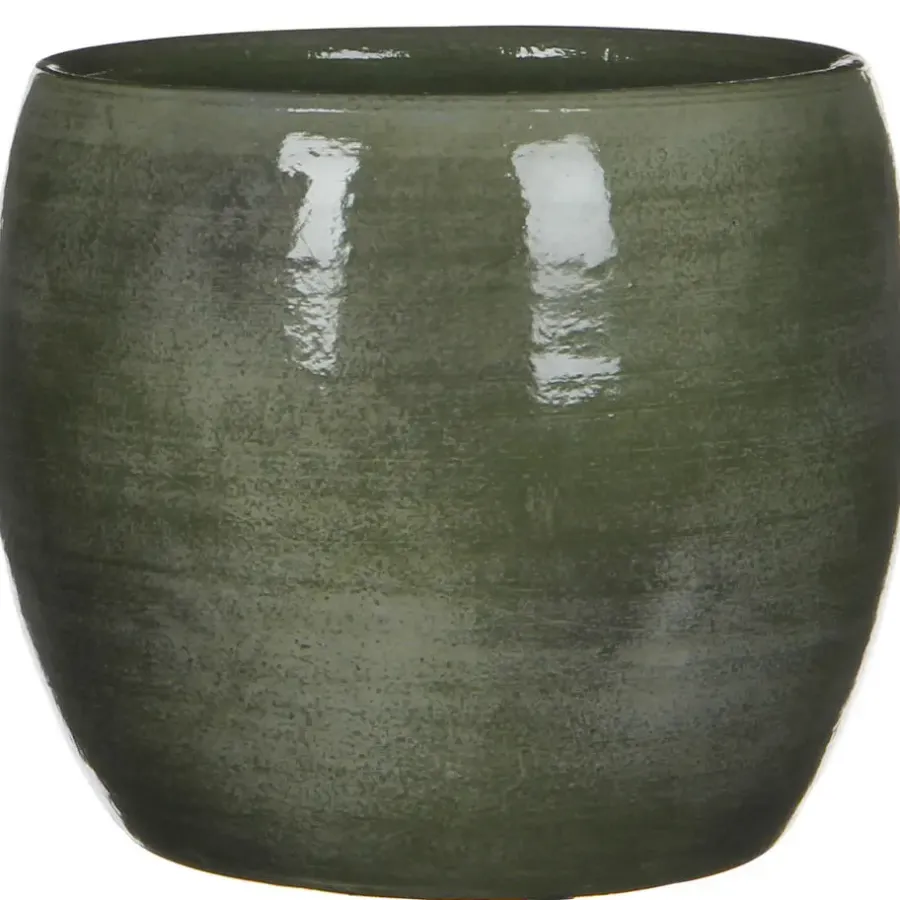 Mica Decorations Bloempot - glanzend groen - keramiek - 20 x 18 cm
