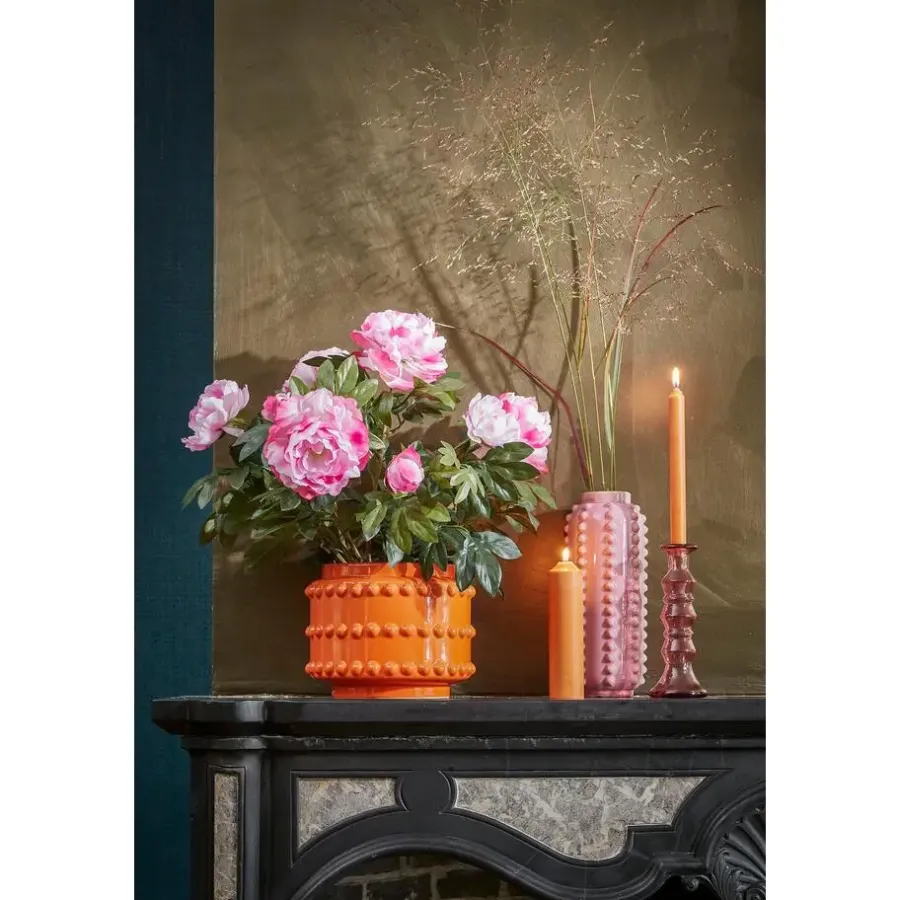 Mica Decorations Boaz Vaas - H30 x Ø11 cm - Keramiek - Roze