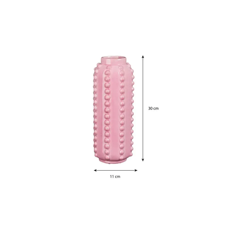 Mica Decorations Boaz Vaas - H30 x Ø11 cm - Keramiek - Roze