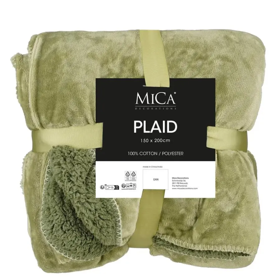 Plaids-Mica Decorations Bronte Fleece Plaid - L200 x B150 cm - Lichtgroen