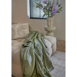 Plaids-Mica Decorations Bronte Fleece Plaid - L200 x B150 cm - Lichtgroen
