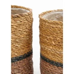 Bloempotten|Bloempotten Voor Binnen-Mica Decorations Damian Plantenmand - Set van 2 - Ø20 cm - Zeegras