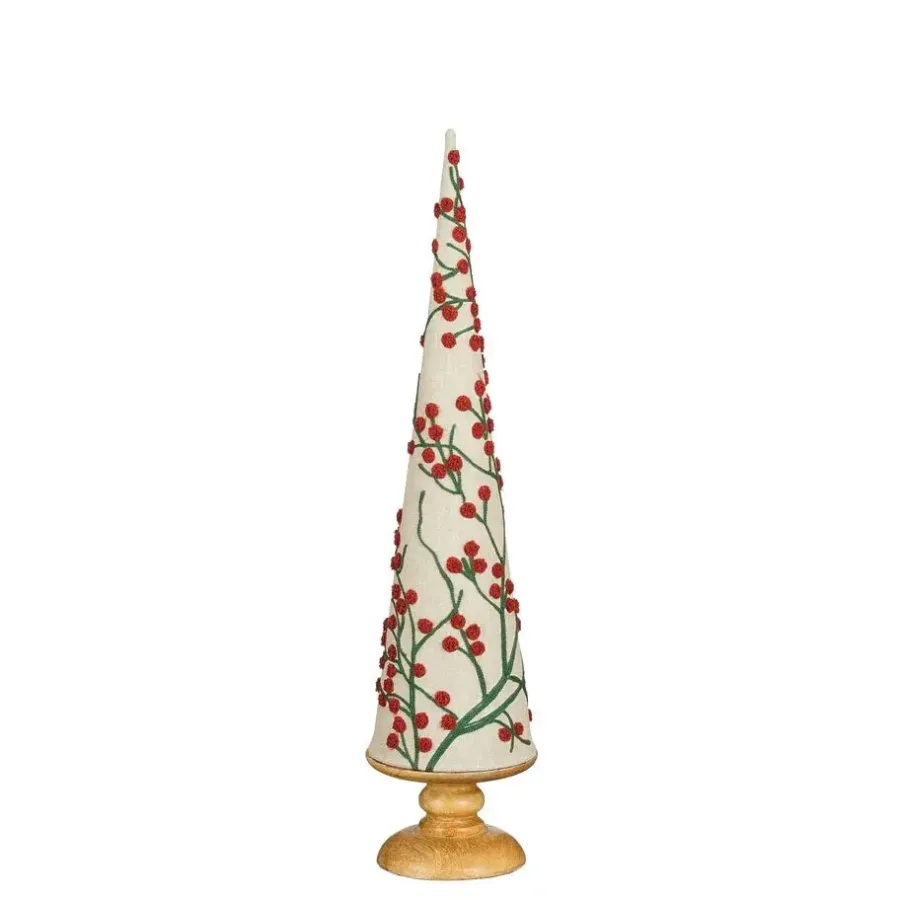 Kerstbomen-Mica Decorations Decoratie Kerstboom - H55 x Ø12 cm - Mangohout - Rood