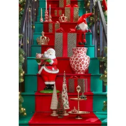 Kerstbomen-Mica Decorations Decoratie Kerstboom - H55 x Ø12 cm - Mangohout - Rood