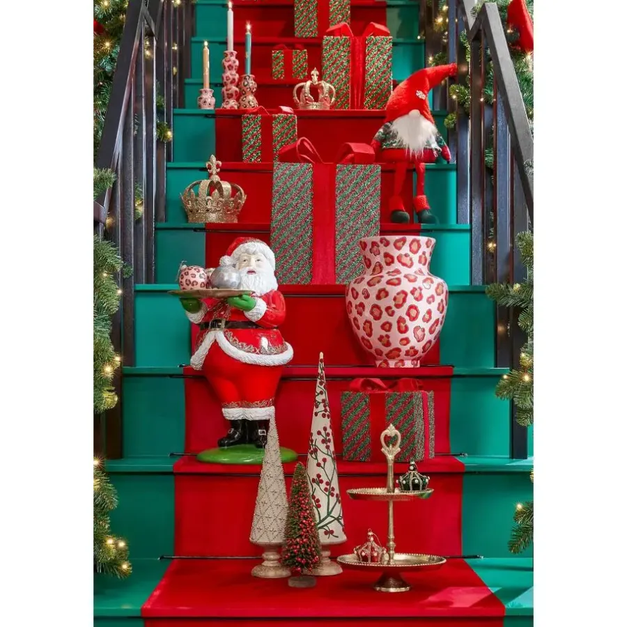 Kerstbomen-Mica Decorations Decoratie Kerstboom - H55 x Ø12 cm - Mangohout - Rood