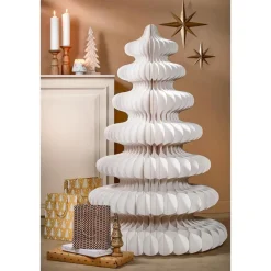Kerstbomen-Mica Decorations Decoratie Kerstboom - H153 x Ø104 cm - Papier - Wit