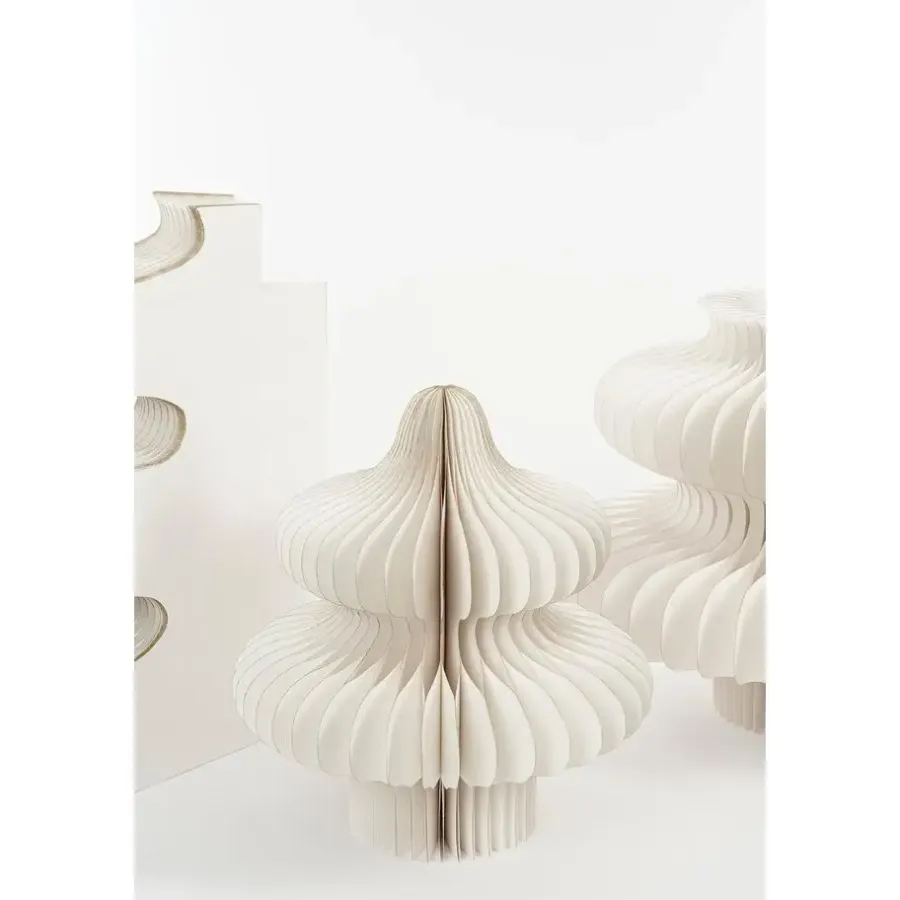 Kerstbomen-Mica Decorations Decoratie Kerstboom - H153 x Ø104 cm - Papier - Wit