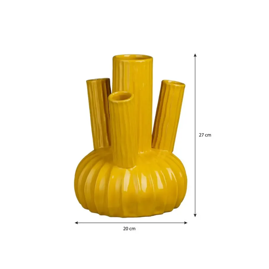 Vazen-Mica Decorations Felipe Tulpenvaas - H27 x Ø20 cm - Keramiek - Geel