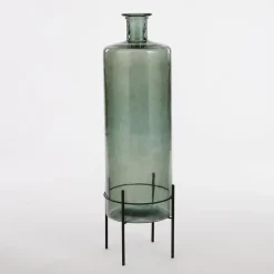 Mica Decorations Guan Glazen Fles - H75 x Ø25 cm - Groen