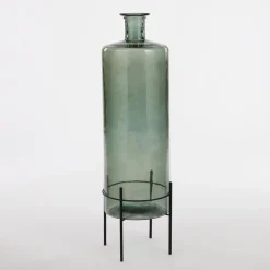 Mica Decorations Guan Glazen Fles - H75 x Ø25 cm - Groen