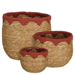 Opbergmanden-Mica Decorations Jorck Plantenmandenset - H24 x Ø26 cm - Rood