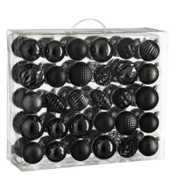 Kerstdecoratie-Mica Decorations Kerstballen Set - 60 Stuks - Zwart