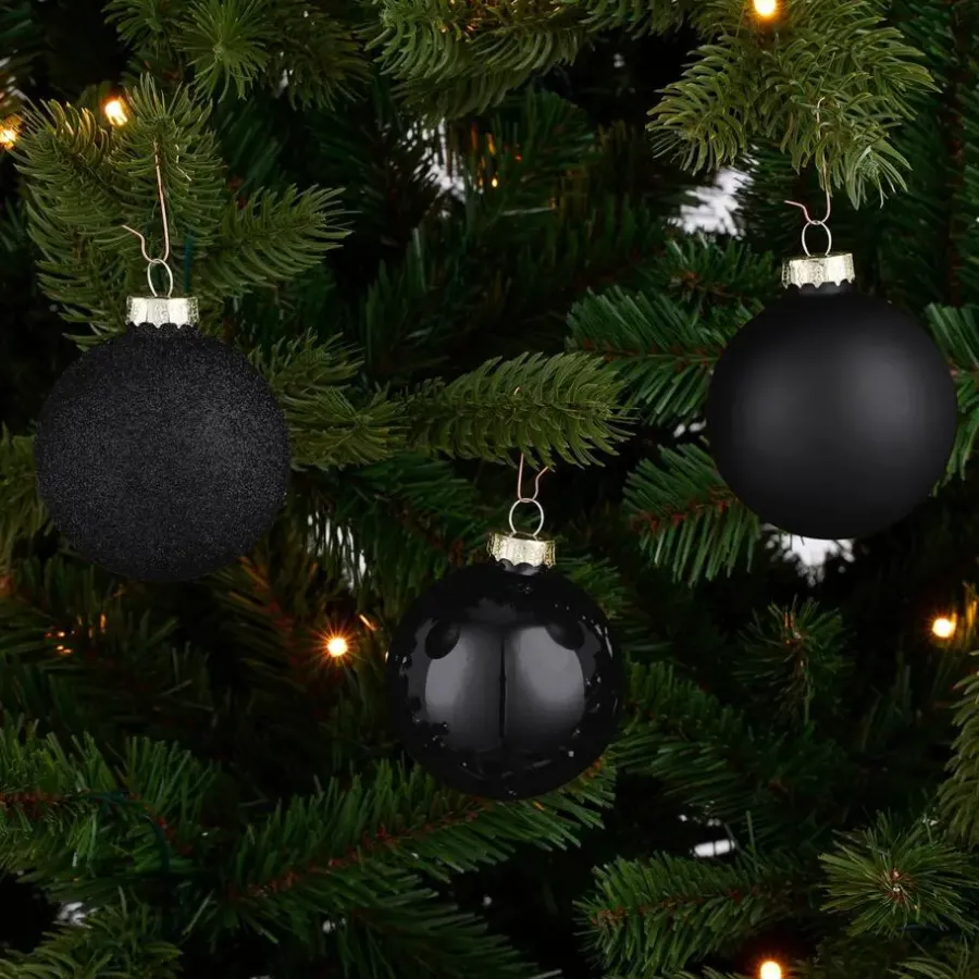Kerstballen-Mica Decorations Kerstballen Set - 26 Stuks - Ø7 cm - Glas - Zwart
