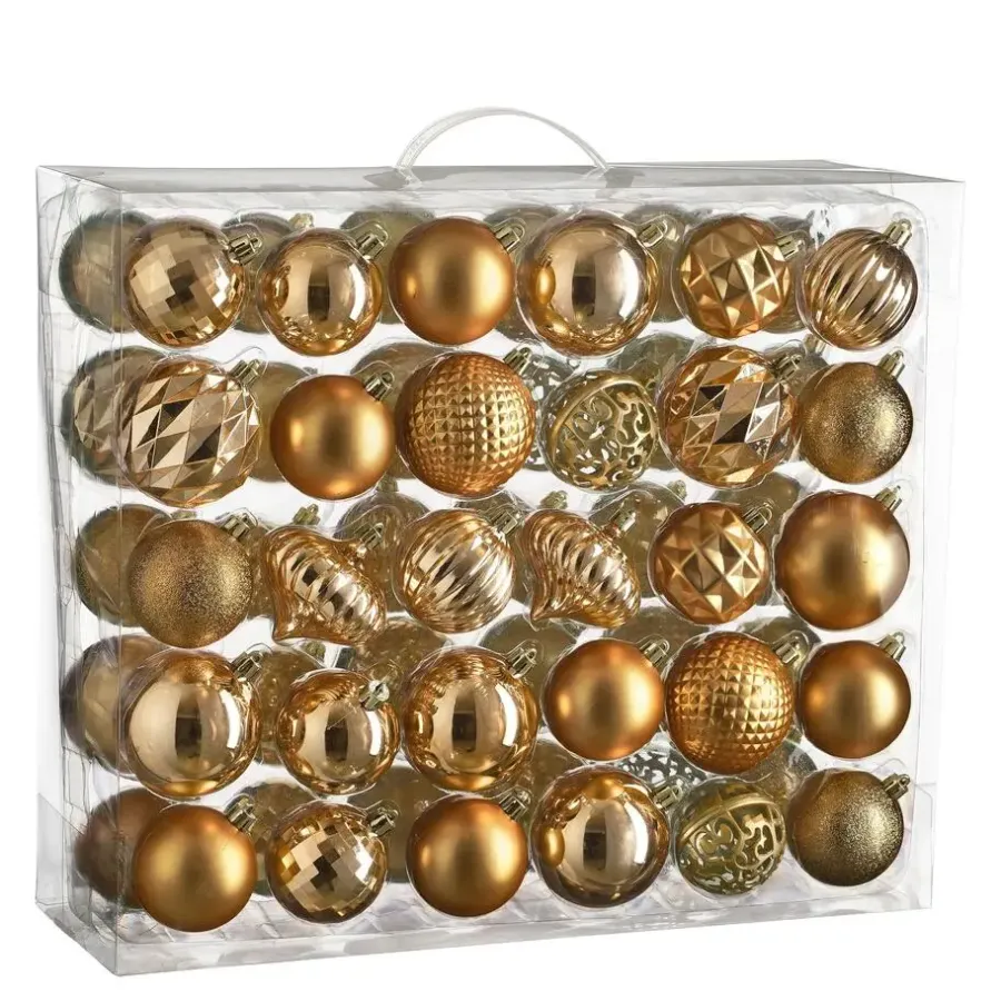 Kerstballen-Mica Decorations Kerstballen Set - 60 Stuks - Koper