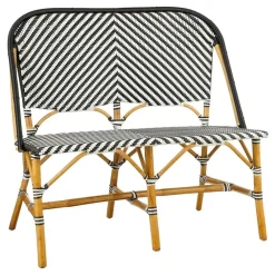 Mica Decorations Mandox Bank - L98 x B60 x H93 cm - Rotan - Zwart, Wit