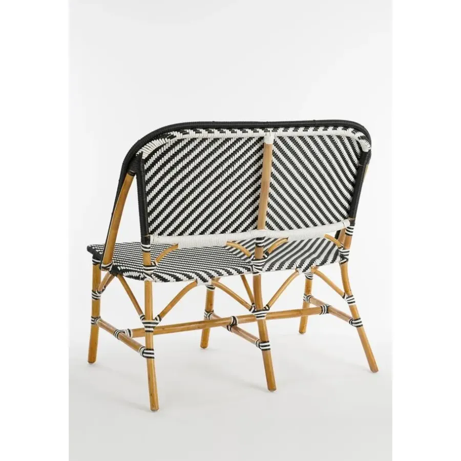 Mica Decorations Mandox Bank - L98 x B60 x H93 cm - Rotan - Zwart, Wit