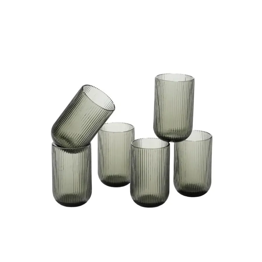 Waterglazen-Mica Decorations Merlot Drinkglas - Set van 6 - 400 ml - Grijs