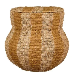 Opbergmanden-Mica Decorations Opbergmand met Deksel - H47 x Ø50 cm - Jute - Geel