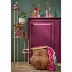 Opbergmanden-Mica Decorations Opbergmand met Deksel - H47 x Ø50 cm - Jute - Geel