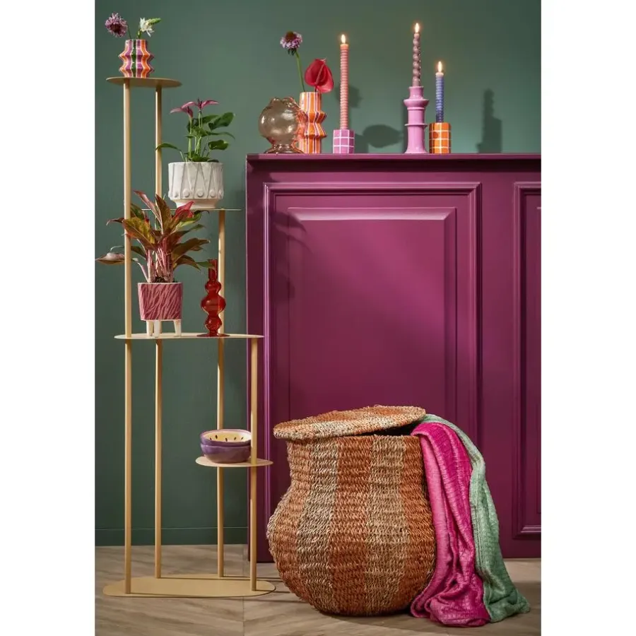 Opbergmanden-Mica Decorations Opbergmand met Deksel - H47 x Ø50 cm - Jute - Geel