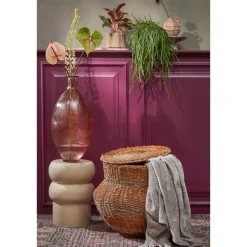 Opbergmanden-Mica Decorations Opbergmand met Deksel - H48 x Ø55 cm - Jute - Geel