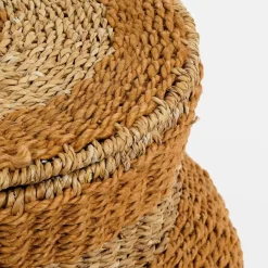 Opbergmanden-Mica Decorations Opbergmand met Deksel - H48 x Ø55 cm - Jute - Geel