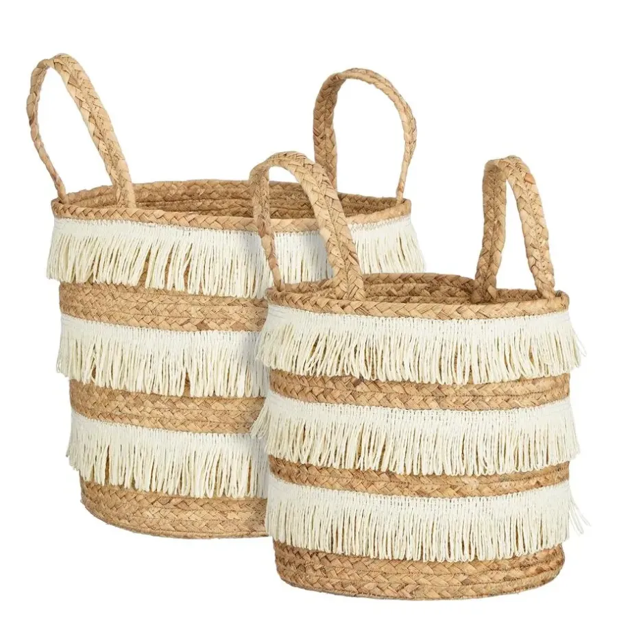Opbergmanden-Mica Decorations Opbergmand - Set van 2 - H30 x Ø32 cm - Bruin