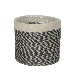 Bloempotten|Bloempotten Voor Binnen-Mica Decorations Plantenmand - naturel met zwart - rotan - 12 x 12 cm