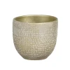 Mica Decorations Plantenpot - terracotta - champagne/wit -14x12cm