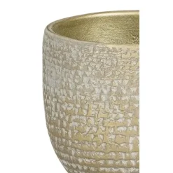 Mica Decorations Plantenpot - terracotta - champagne/wit -14x12cm