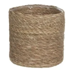 Mica Decorations Plantenpot - rotan - bruin - plantenmand - 18 x 18 cm
