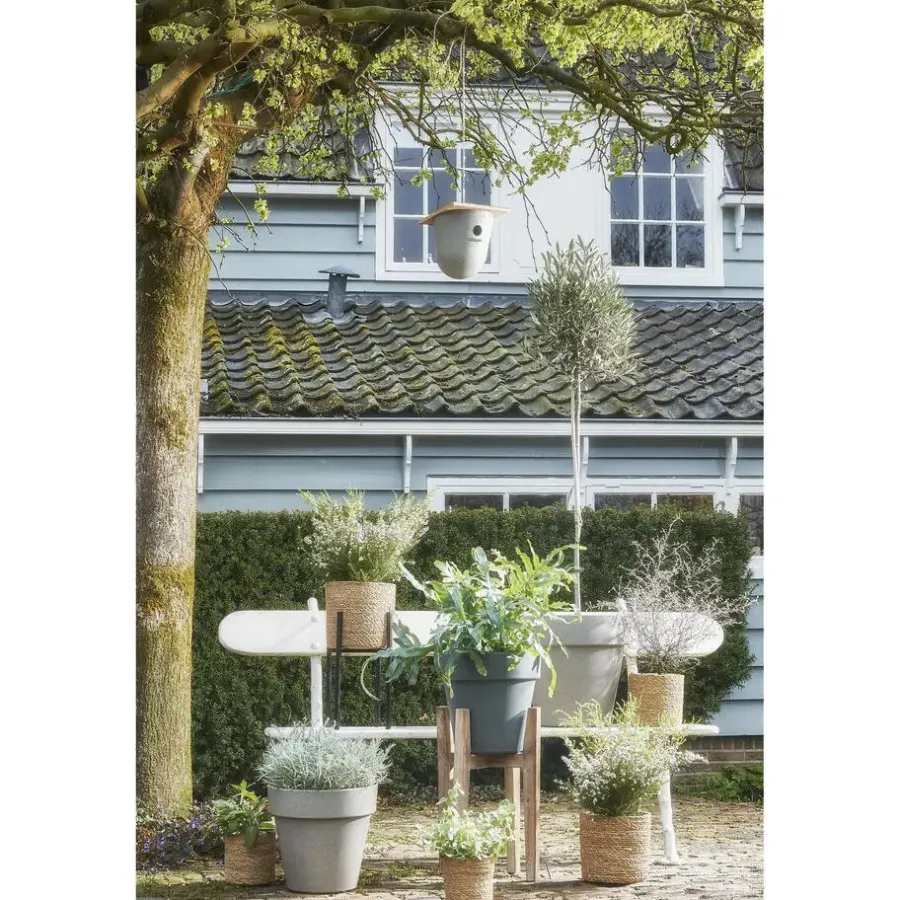 Mica Decorations Plantenpot - rotan - bruin - plantenmand - 18 x 18 cm