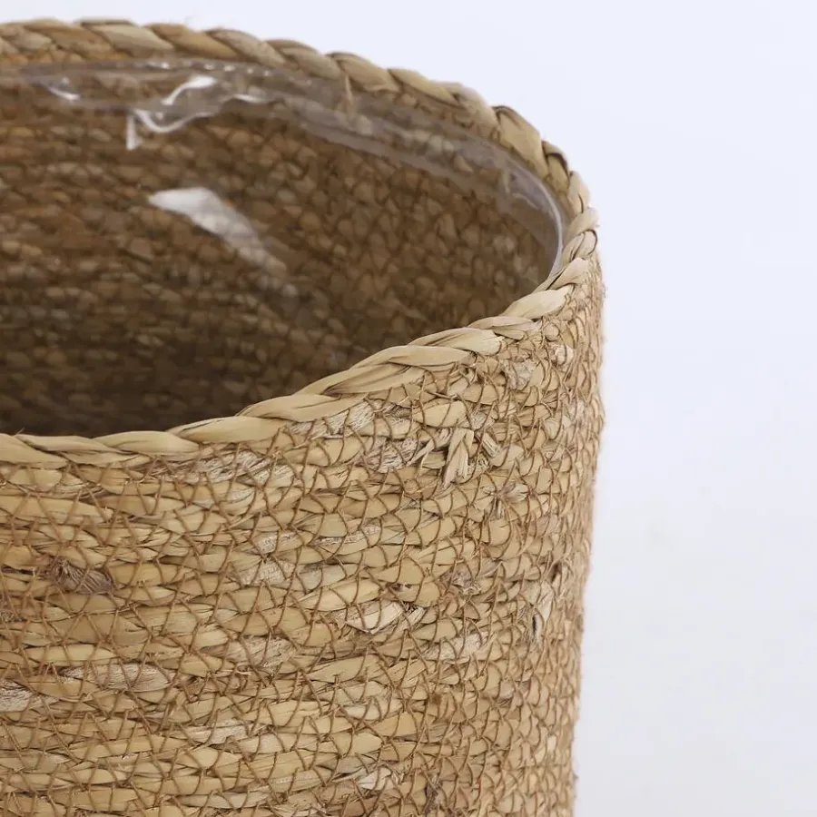 Mica Decorations Plantenpot - rotan - bruin - plantenmand - 18 x 18 cm