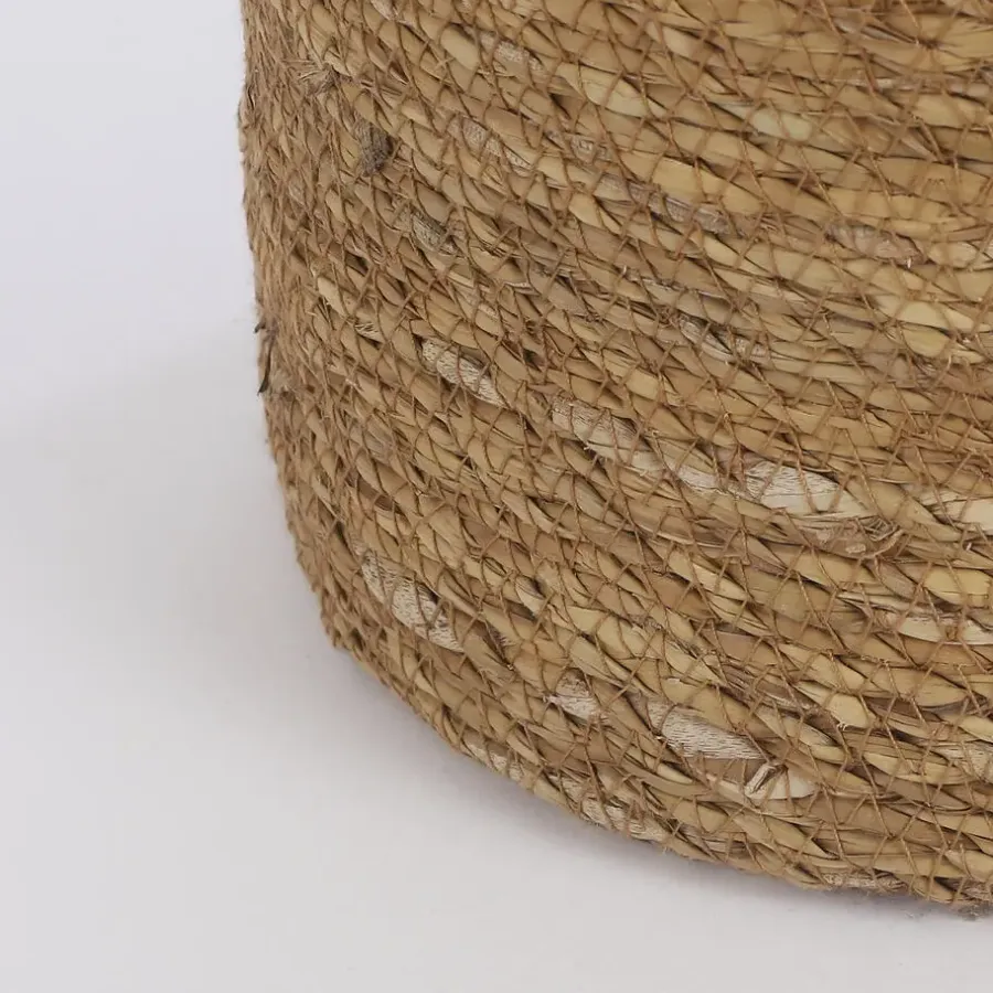 Mica Decorations Plantenpot - rotan - bruin - plantenmand - 18 x 18 cm