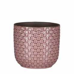 Mica Decorations Plantenpot - keramiek - roze - 12 x 11 cm