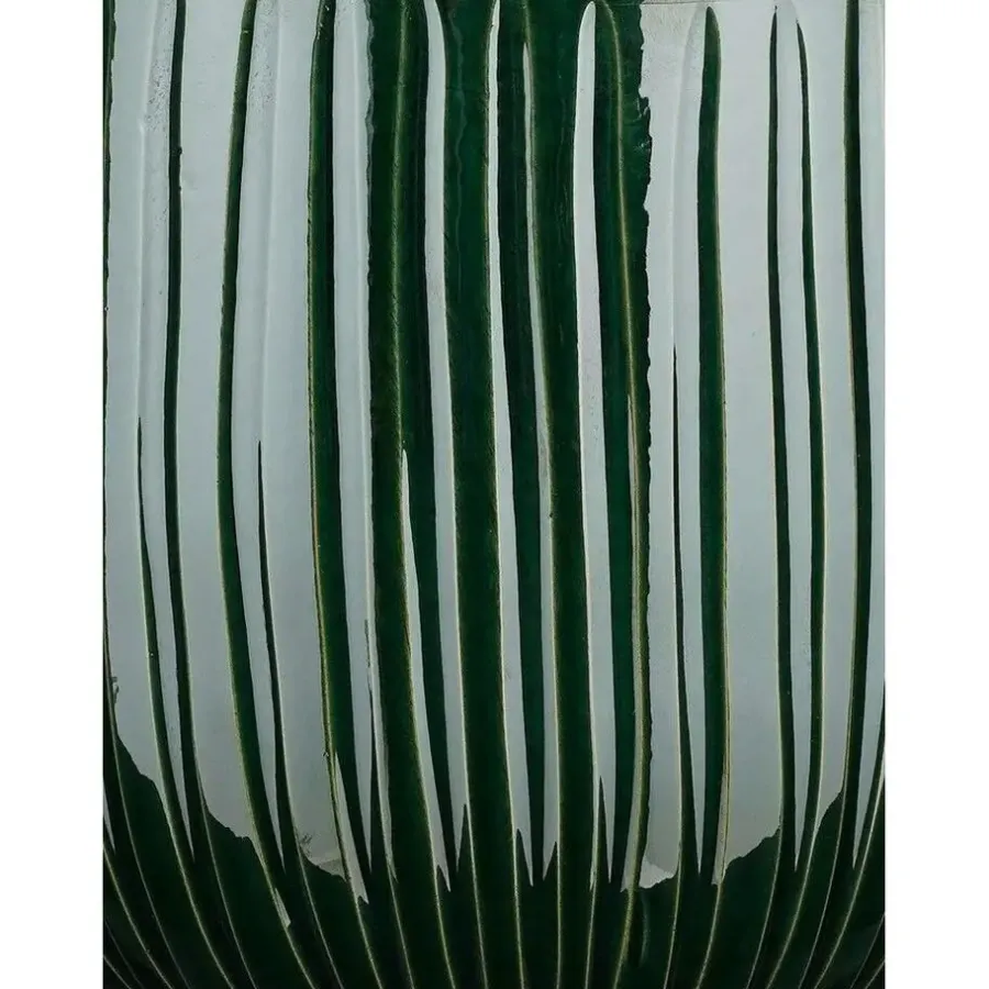 Mica Decorations Plantenpot - donkergroen - glans ribbel -27x25cm