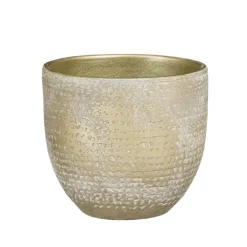 Bloempotten Voor Binnen-Mica Decorations Plantenpot - terracotta - champagne-wit -16x14cm
