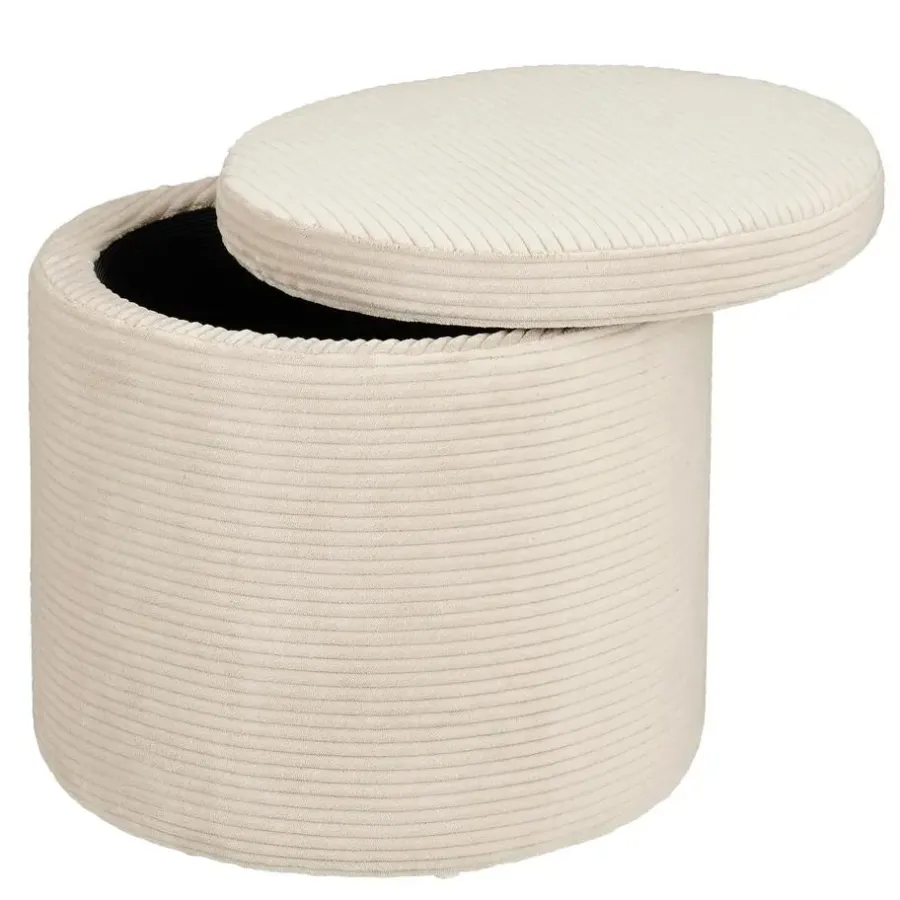Poefen-Mica Decorations Poef met Opbergruimte - H41 x Ø42 cm - Off-white
