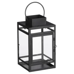 Kandelaars En Windlichten-Mica Decorations Storm Lantaarn - L13,5 x B13 x H23 cm - Zwart