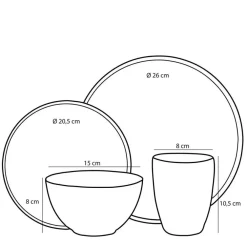 Serviessets-Mica Decorations Tabo Serviesset 4 persoons Keramiek Grijs