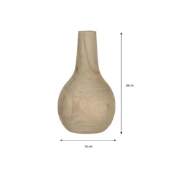 Mica Decorations Vaas - hout - bolvormig - 16 x 28 cm