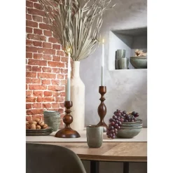 Mica Decorations Vaas - hout - bruin - 14 x 47 cm