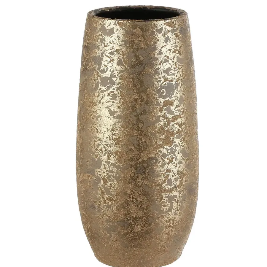 Vazen-Mica Decorations Vaas - keramiek flakes motief goud - 17 x 35 cm