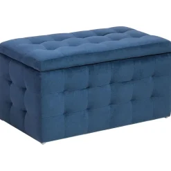 Hockers En Voetenbanken-Beliani MICHIGAN - Ottomaan - Donkerblauw - Fluweel