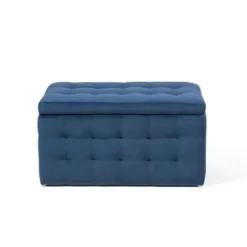 Hockers En Voetenbanken-Beliani MICHIGAN - Ottomaan - Donkerblauw - Fluweel
