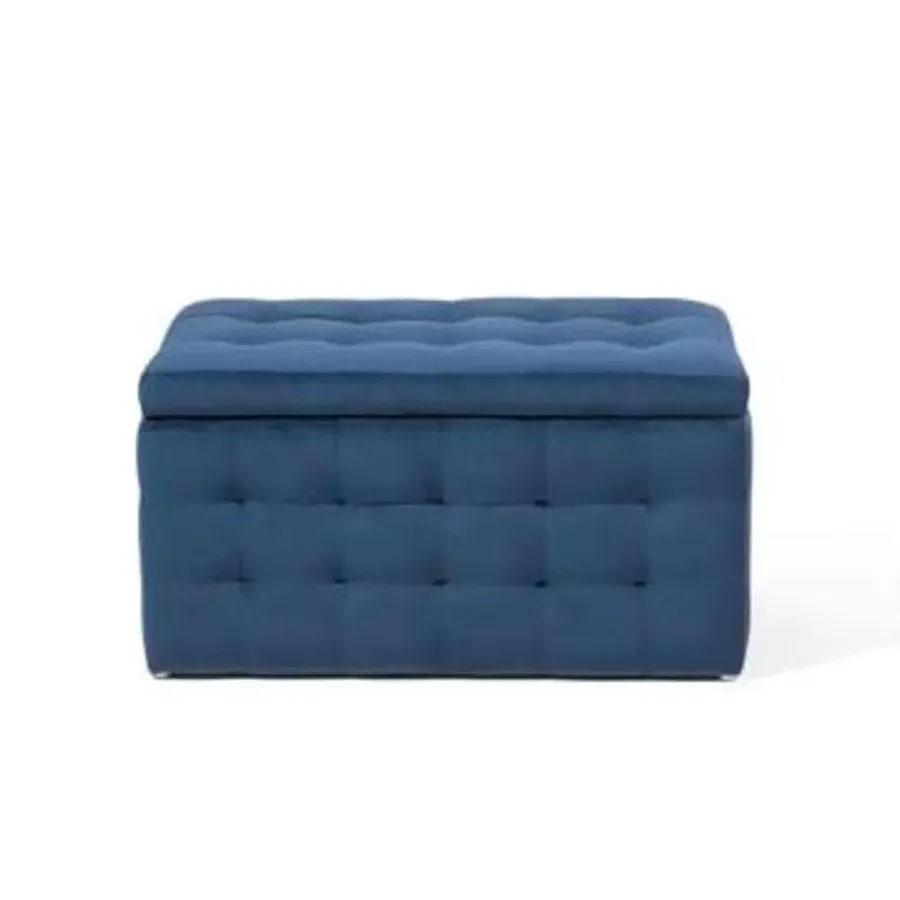Hockers En Voetenbanken-Beliani MICHIGAN - Ottomaan - Donkerblauw - Fluweel