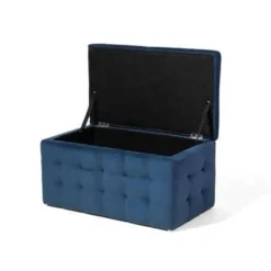 Hockers En Voetenbanken-Beliani MICHIGAN - Ottomaan - Donkerblauw - Fluweel