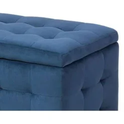 Hockers En Voetenbanken-Beliani MICHIGAN - Ottomaan - Donkerblauw - Fluweel