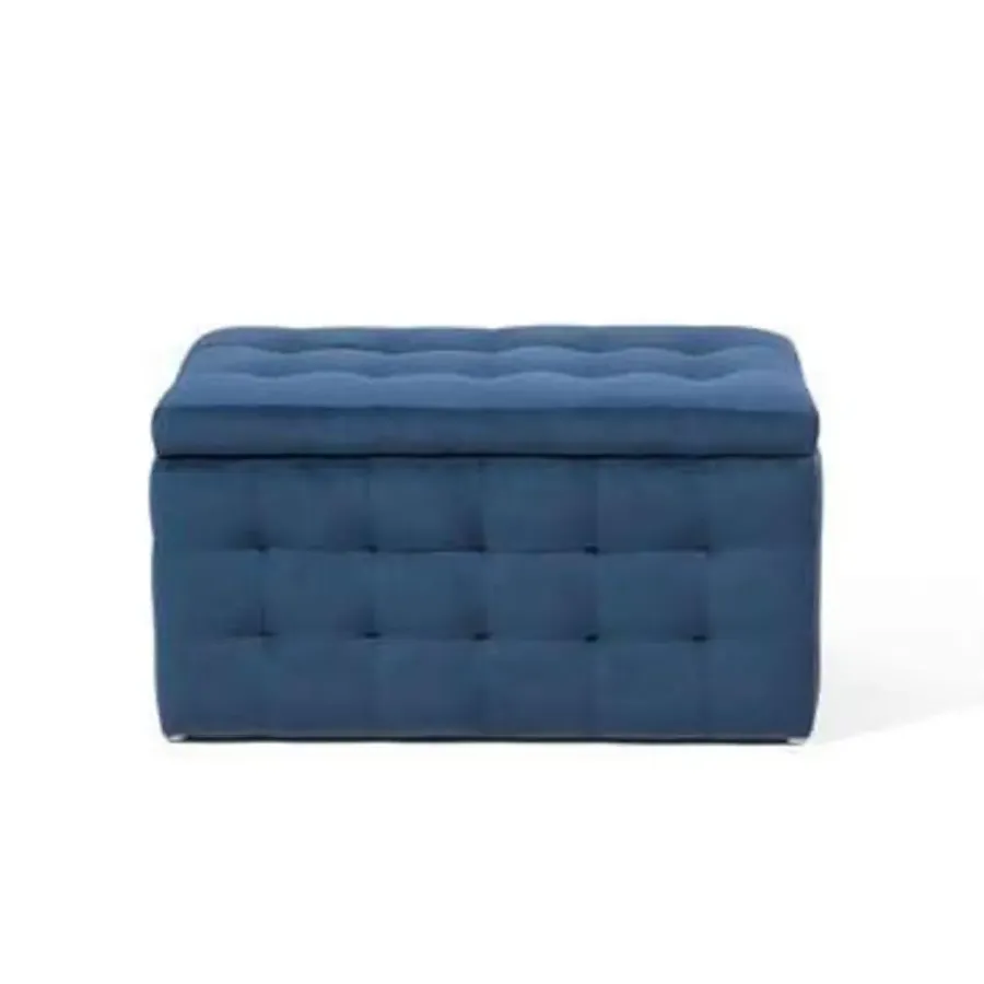 Hockers En Voetenbanken-Beliani MICHIGAN - Ottomaan - Donkerblauw - Fluweel