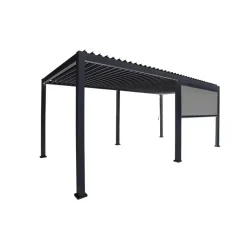 Terrasoverkappingen-Mirador pull down zijscherm 3M windscherm antraciet